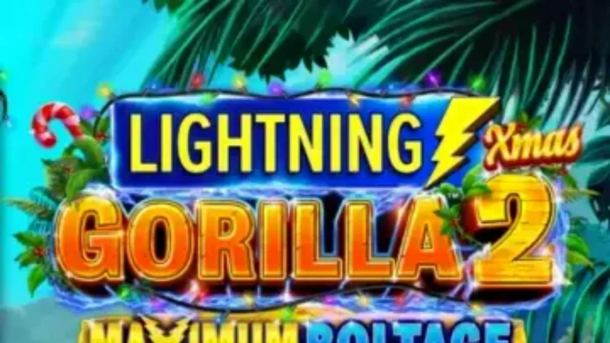 Lightning Gorilla 2 Xmas slot machine interface with festive jungle theme